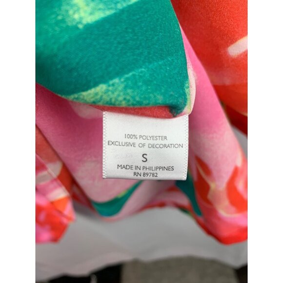 Natori Floral Poncho Blouse Small Vivid Colors - Picture 4 of 6